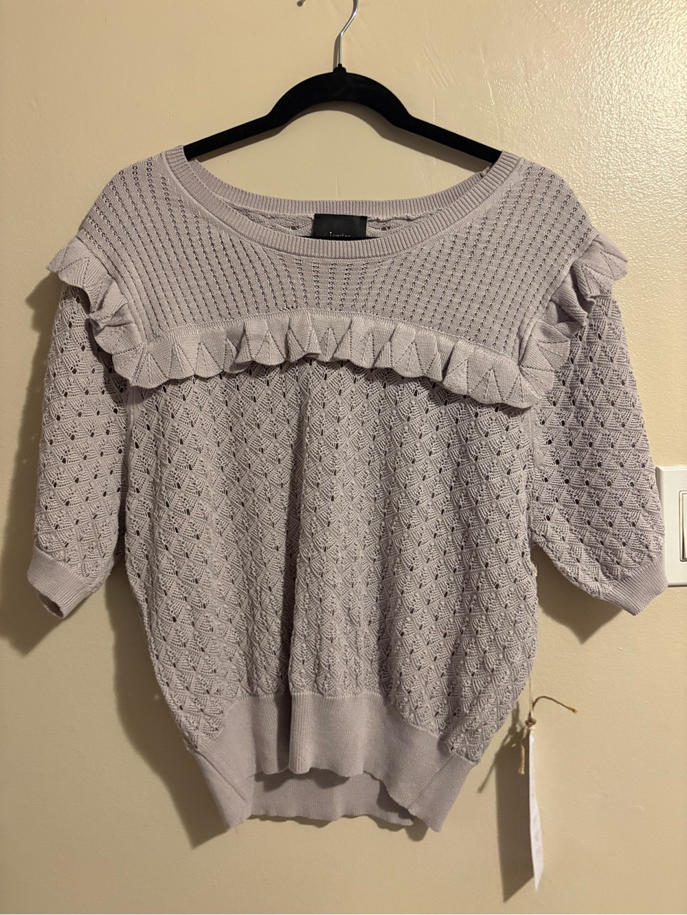 Lumiere Nordstrom Lavender Ruffle Knit Pullover Large